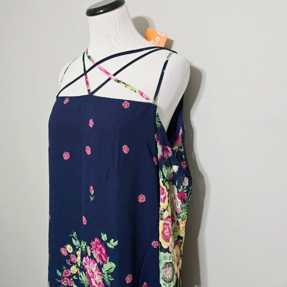 New Mitto Floral Print Dress M Womens Lined Strappy Cold Shoulder 3/4 Sleeve - Picture 4 of 12